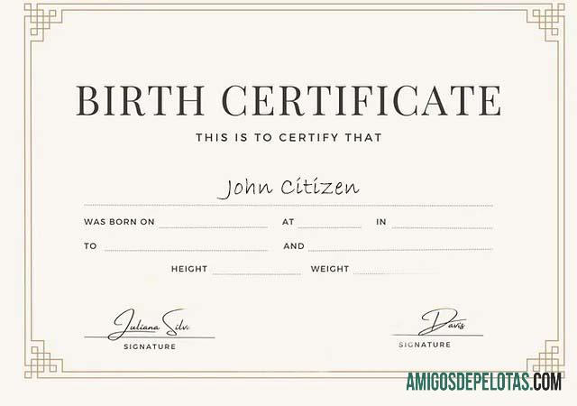 Certidão de nascimento dos Emirados Árabes Unidos exemplo real